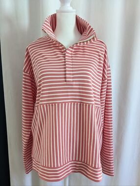 Alice Walk Women’s Medium The Zip Up Striped Pullover Sweatshirt Striped